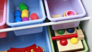 few toys, organized well is the key to preventing toy clutter